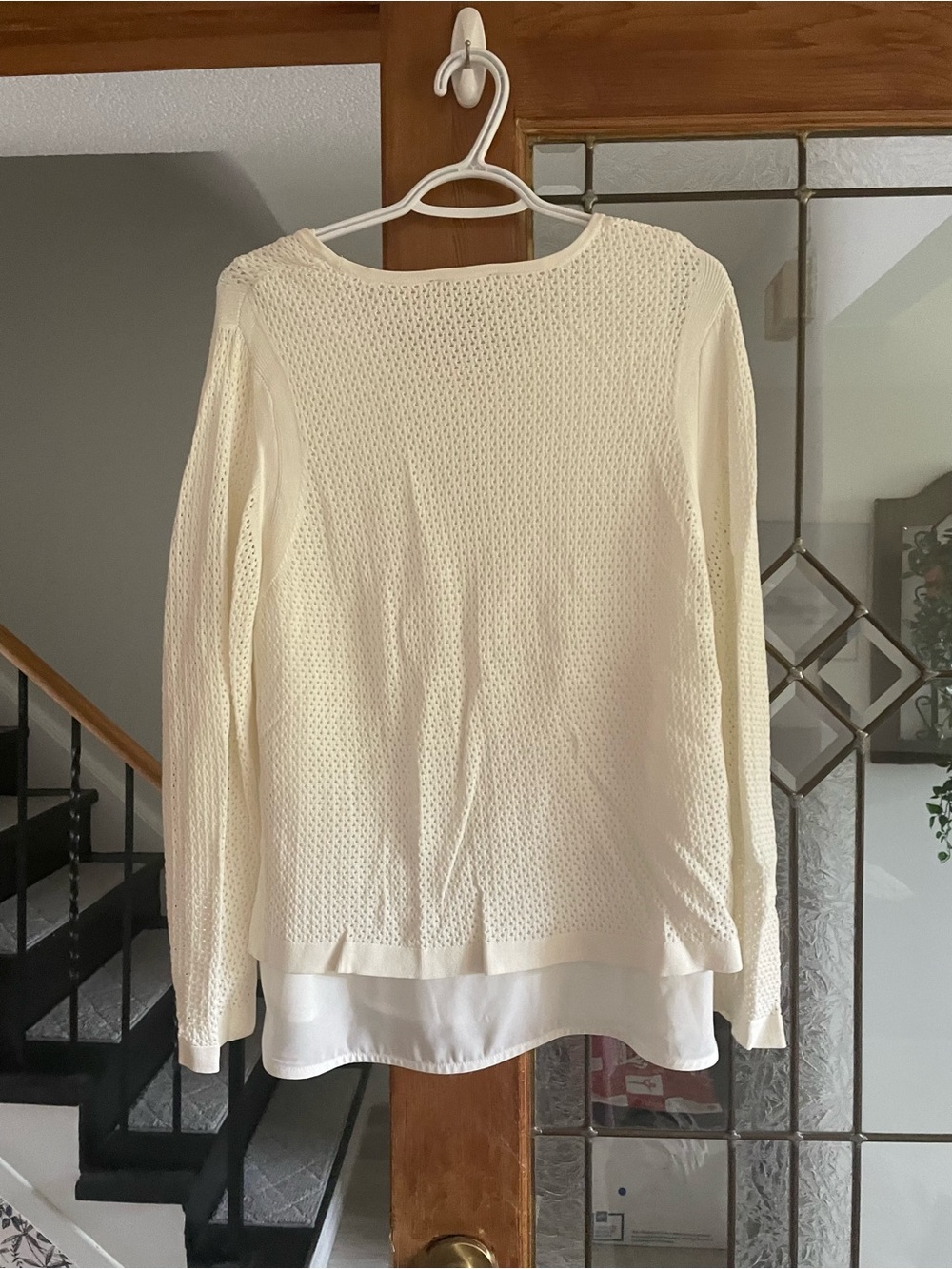 Women's Cream Layered Knit Top